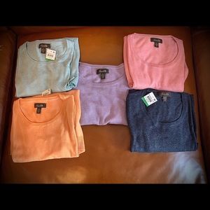 LOT of 5 TASSO ELBA Lightweight CrewNeck Sweaters Purp Blue Orange Pink Mens L